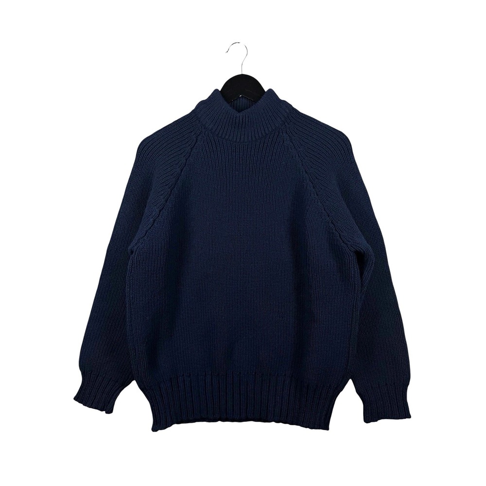 Vintage Peter Storm Fisherman's Wool Knit Sweater Men's Sz M Navy Ribbed Chunky